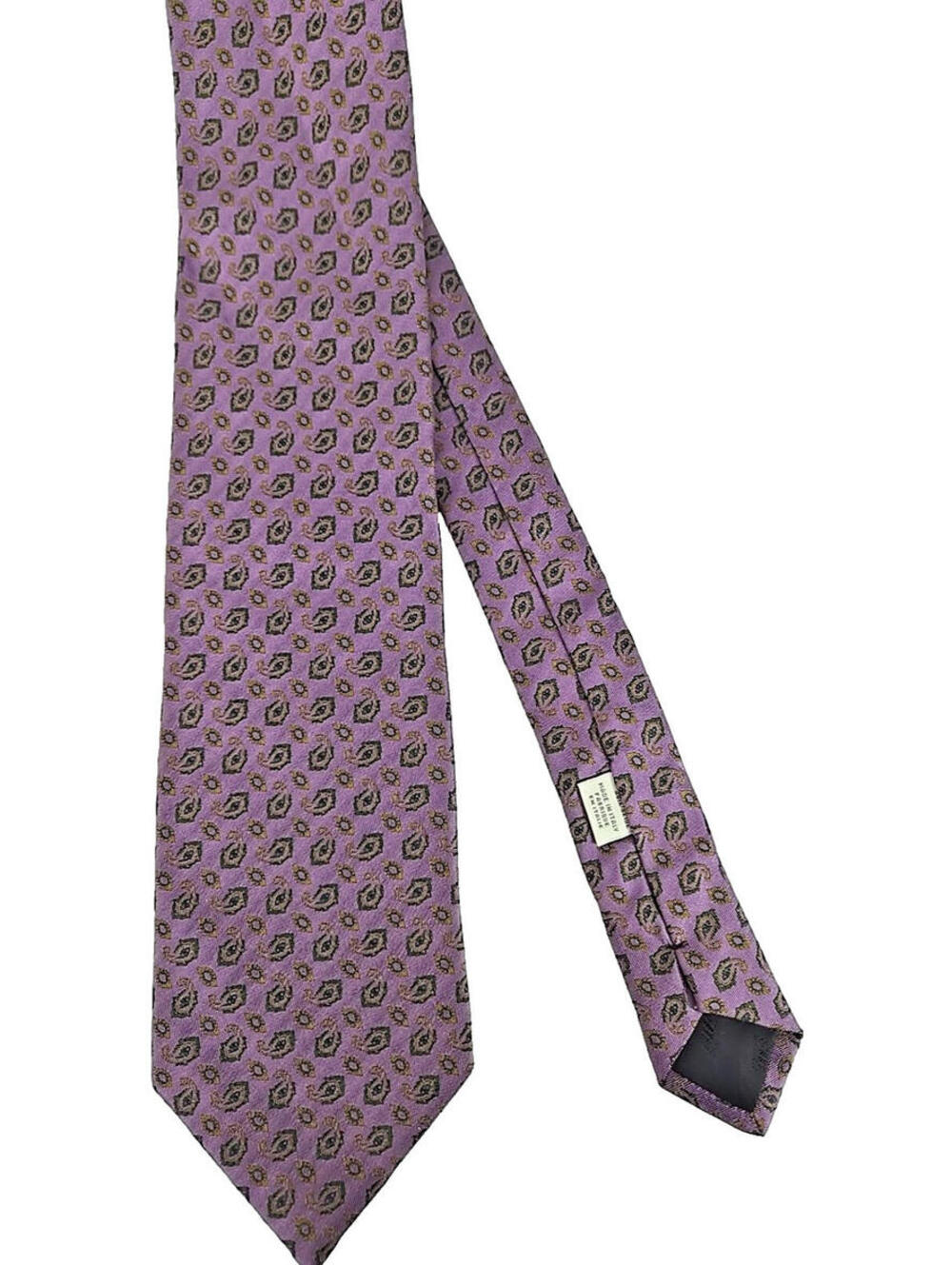 Joseph Abboud  Adjustable Neck Tie Purple Black Paisley Print Silk Italy